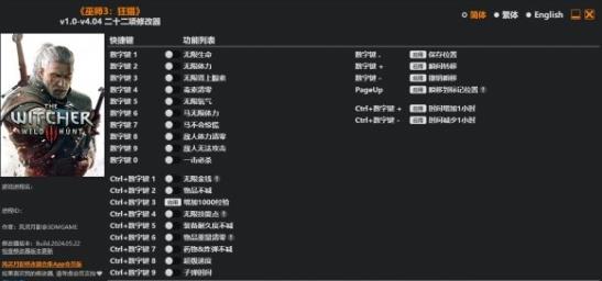巫师3狂猎二十二项修改器